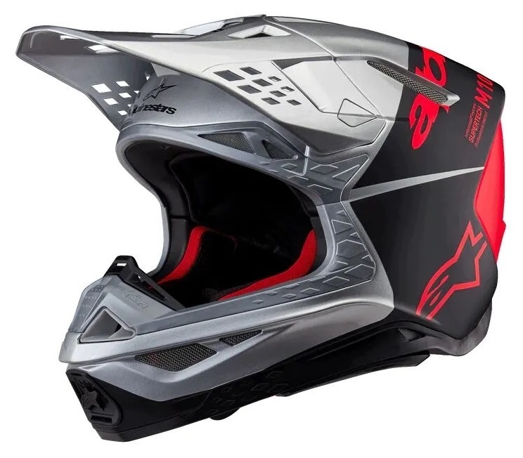 Alpinestars SM10 Supertech Motocross Helm Flood ECE silber schwarz
