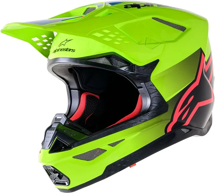 Alpinestars SM10 Supertech Motocross Helm Unite ECE gelb fluo schwarz