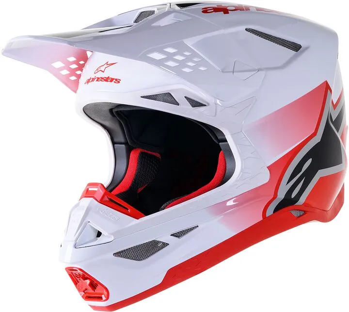 Alpinestars SM10 Supertech Motocross Helm Unite ECE rot weiß glänzend