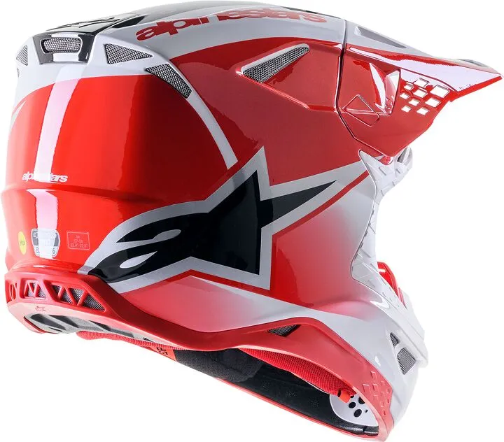 Alpinestars SM10 Supertech Motocross Helm Unite ECE rot weiß glänzend