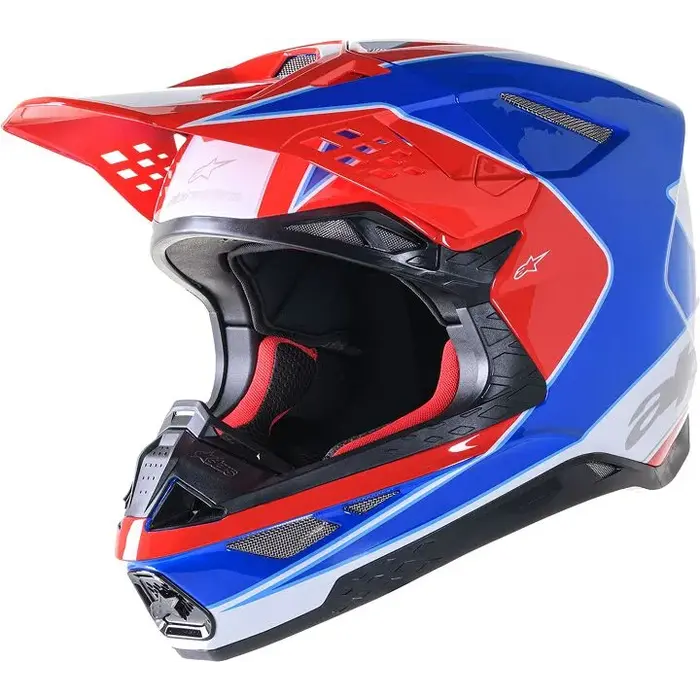Alpinestars SM10 Supertech Motocross Helm Aeon ECE hellrot blau glänzend