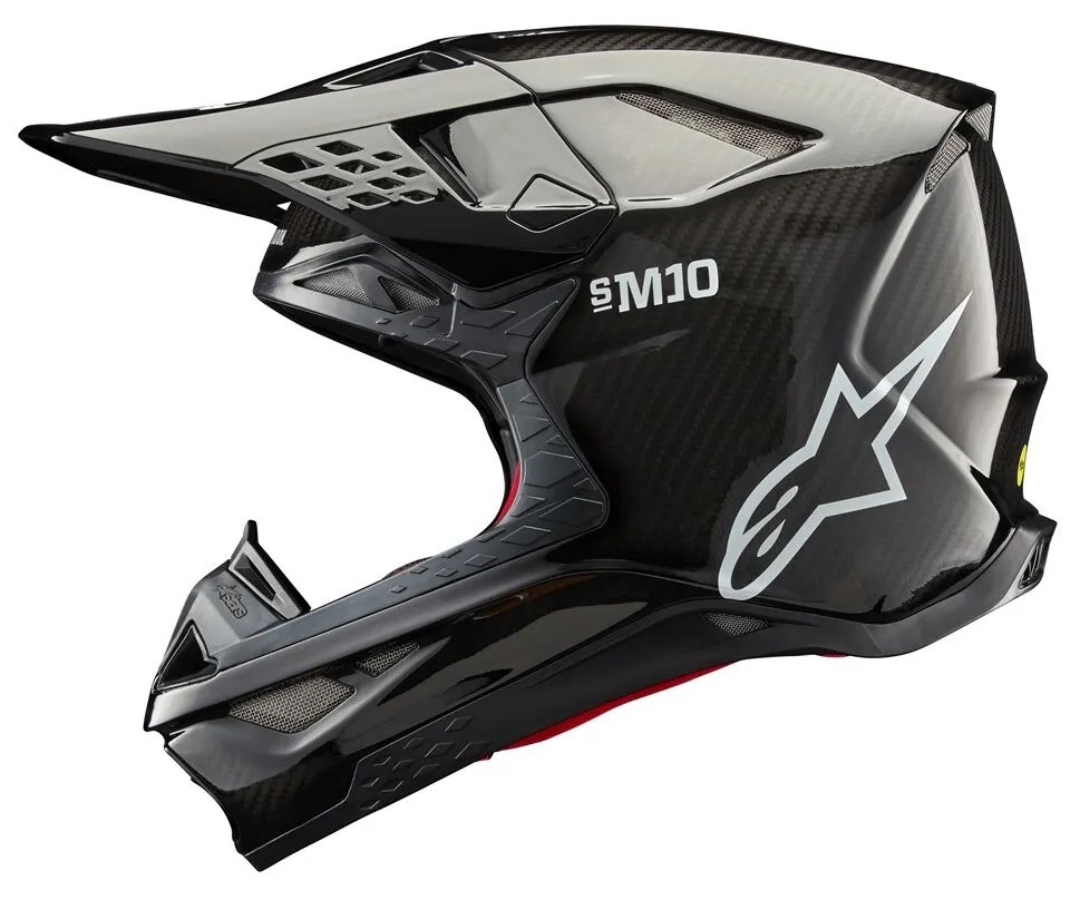 Alpinestars SM10 Supertech Motocross Helm Fame ECE schwarzer Kohlenstoff