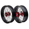 RFX Supermoto Satz Räder komplett vorne + hinten SM 17x3,50/17x4,50 Felge schwarz/Nabe rot für Beta RR Modelle