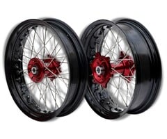 RFX Supermoto Satz Räder komplett vorne + hinten SM 17x3,50/17x4,50 Felge schwarz/Nabe rot für Beta RR Modelle