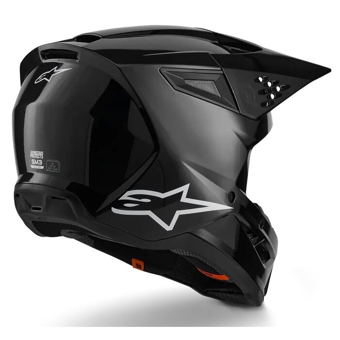 Alpinestars SM3 Motocross Helm Solid schwarz glänzend