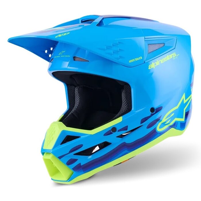 Alpinestars SM3 Motocross Helm Force cyan blau