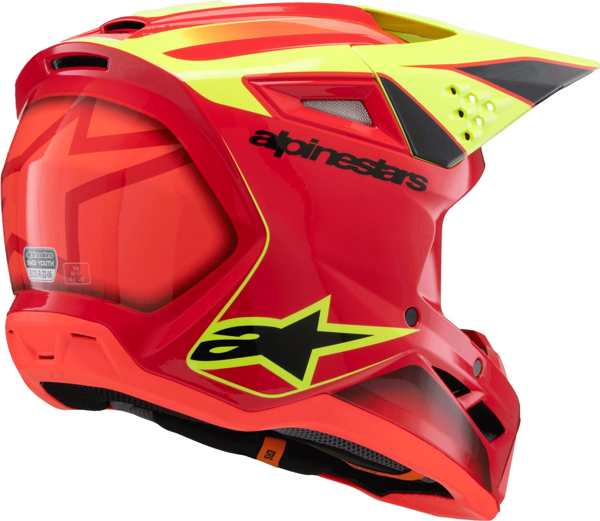 Alpinestars SM3 Motocross Helm Fray rot gelb