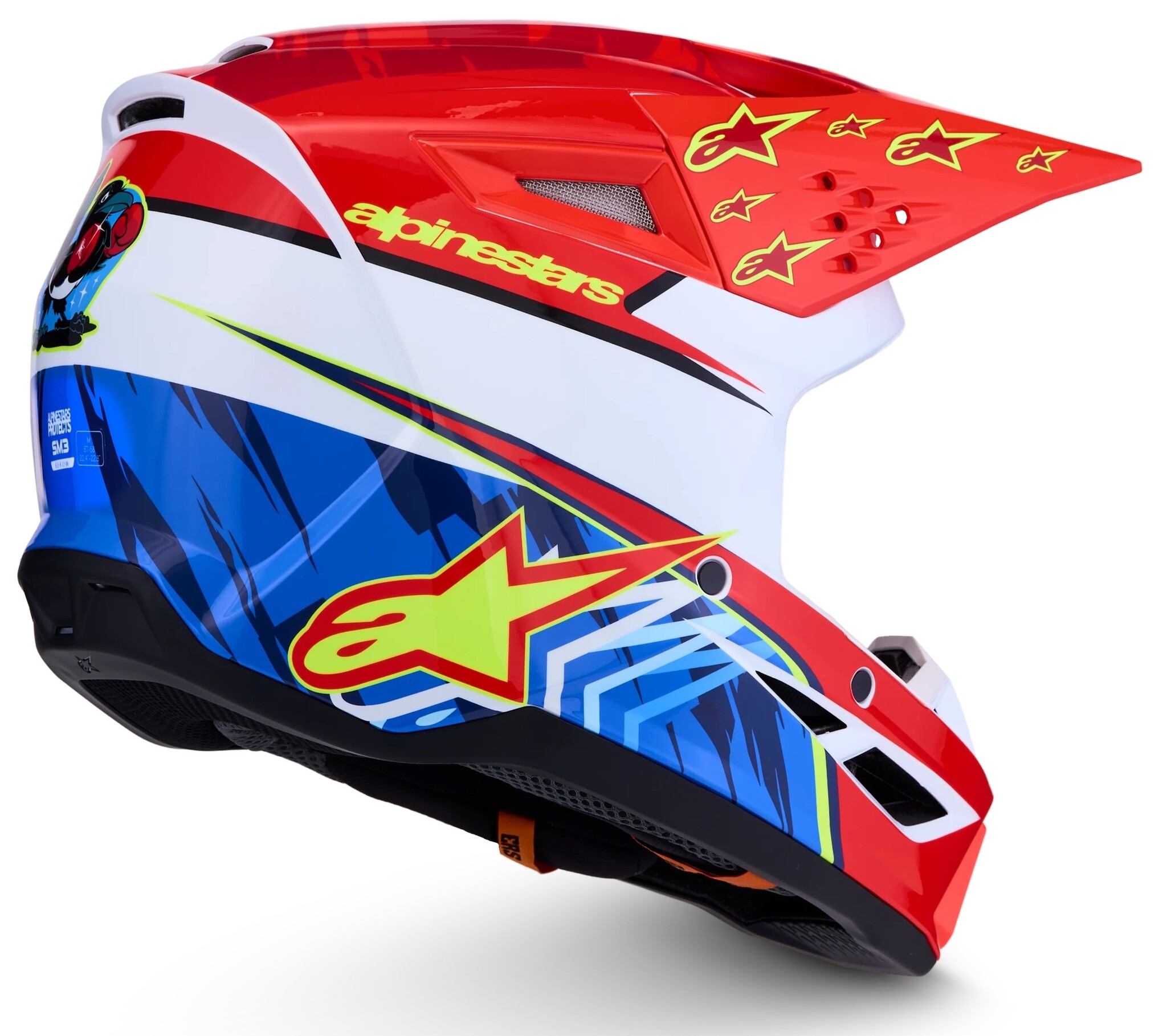 Alpinestars SM3 Motocross Helm Falcon Red Fl White Blue Yl Fl Gl
