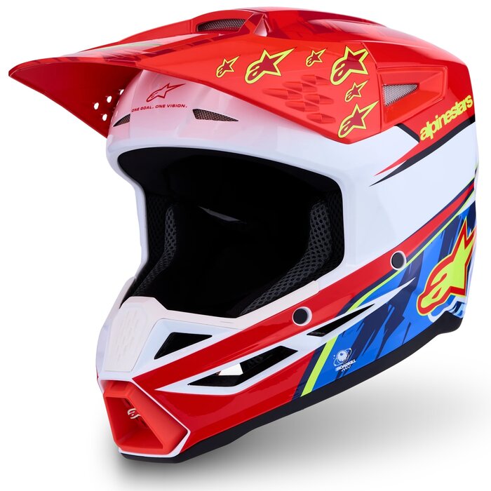 Alpinestars SM3 Motocross Helm Falcon Red Fl White Blue Yl Fl Gl