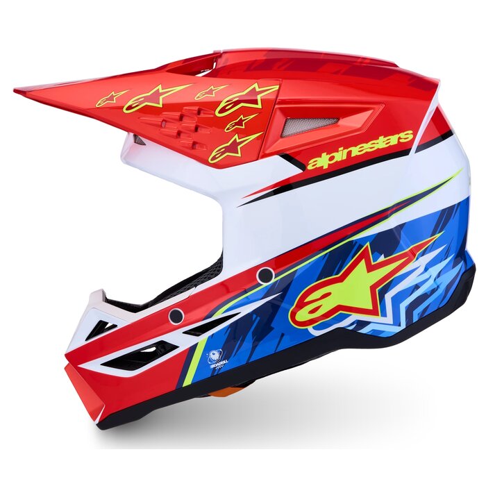 Alpinestars SM3 Motocross Helm Falcon Red Fl White Blue Yl Fl Gl