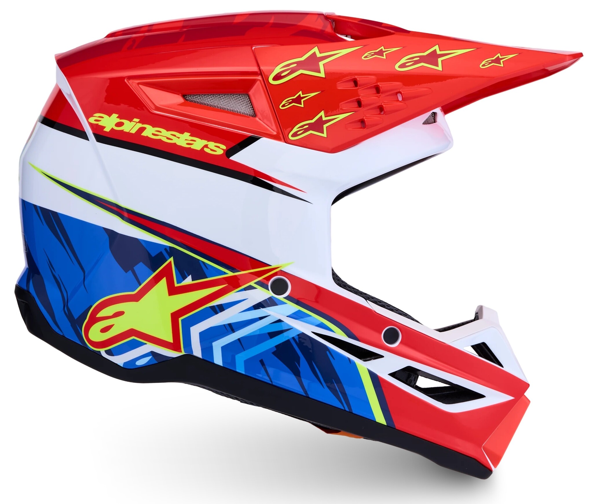 Alpinestars SM3 Motocross Helm Falcon Red Fl White Blue Yl Fl Gl