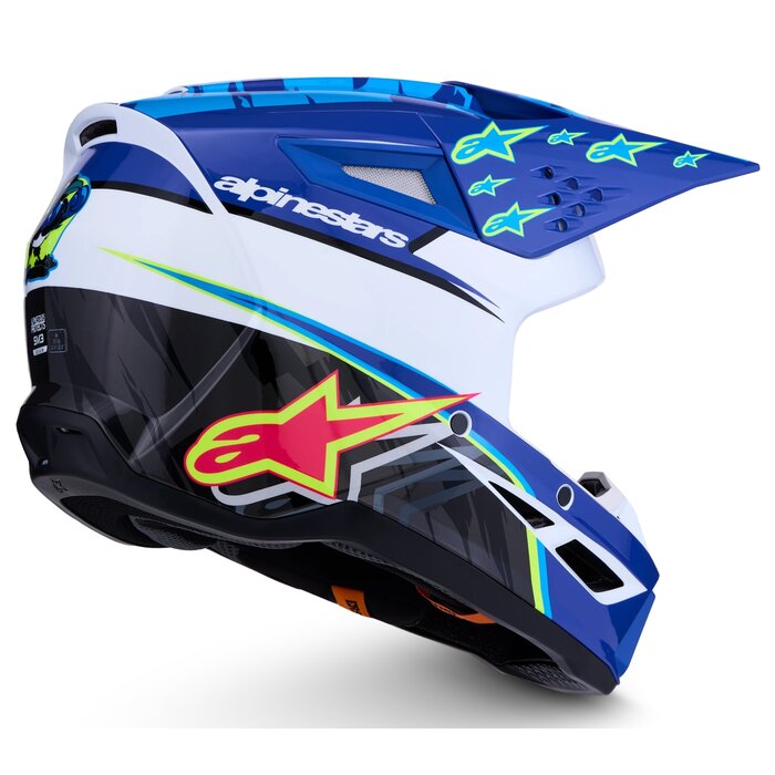 Alpinestars SM3 Motocross Helm Falcon Blue Wh Blk Pink Fl Yl Fl Gl