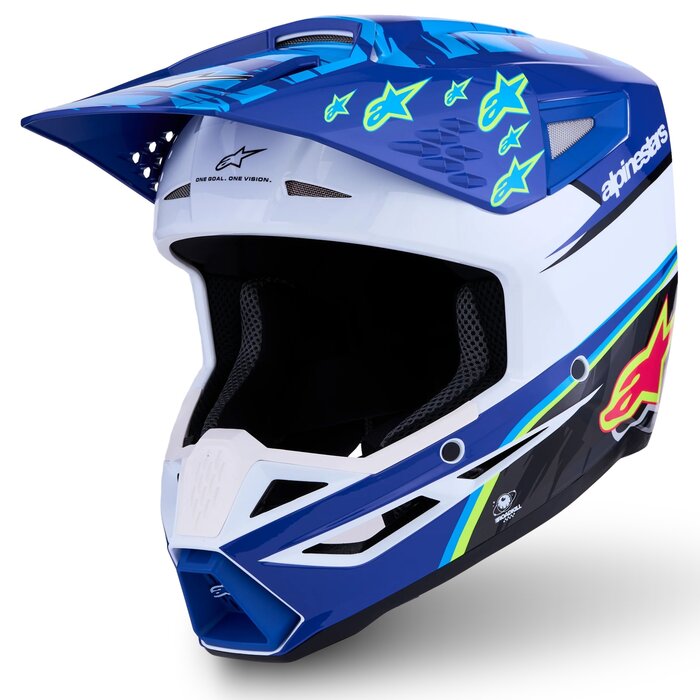 Alpinestars SM3 Motocross Helm Falcon Blue Wh Blk Pink Fl Yl Fl Gl