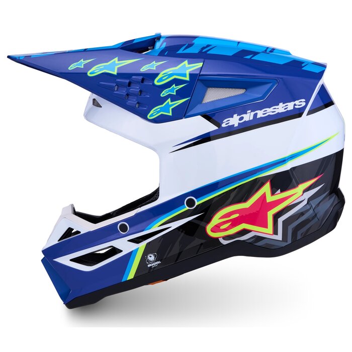 Alpinestars SM3 Motocross Helm Falcon Blue Wh Blk Pink Fl Yl Fl Gl