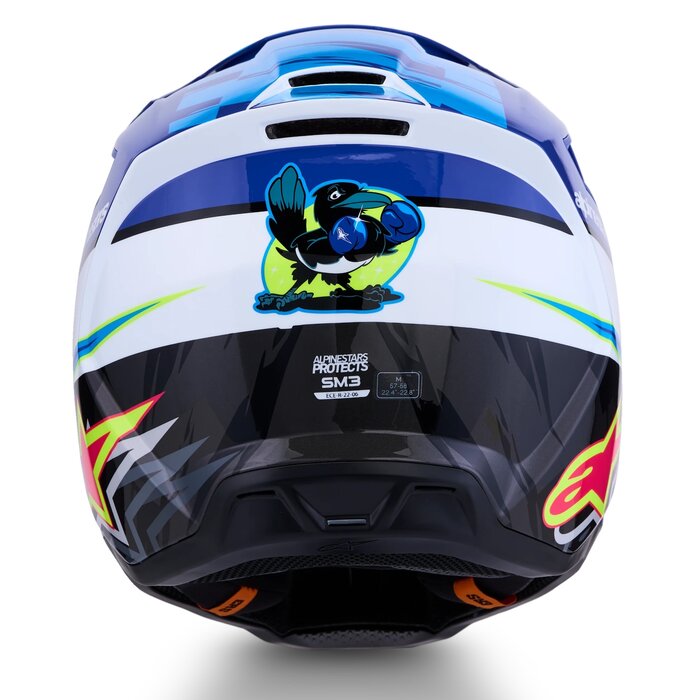 Alpinestars SM3 Motocross Helm Falcon Blue Wh Blk Pink Fl Yl Fl Gl