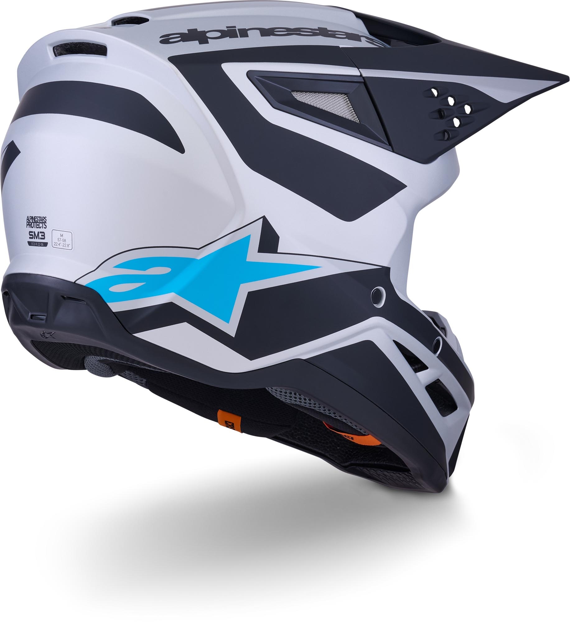 Alpinestars SM3 Motocross Helm Heat Silver Blue Black Matt