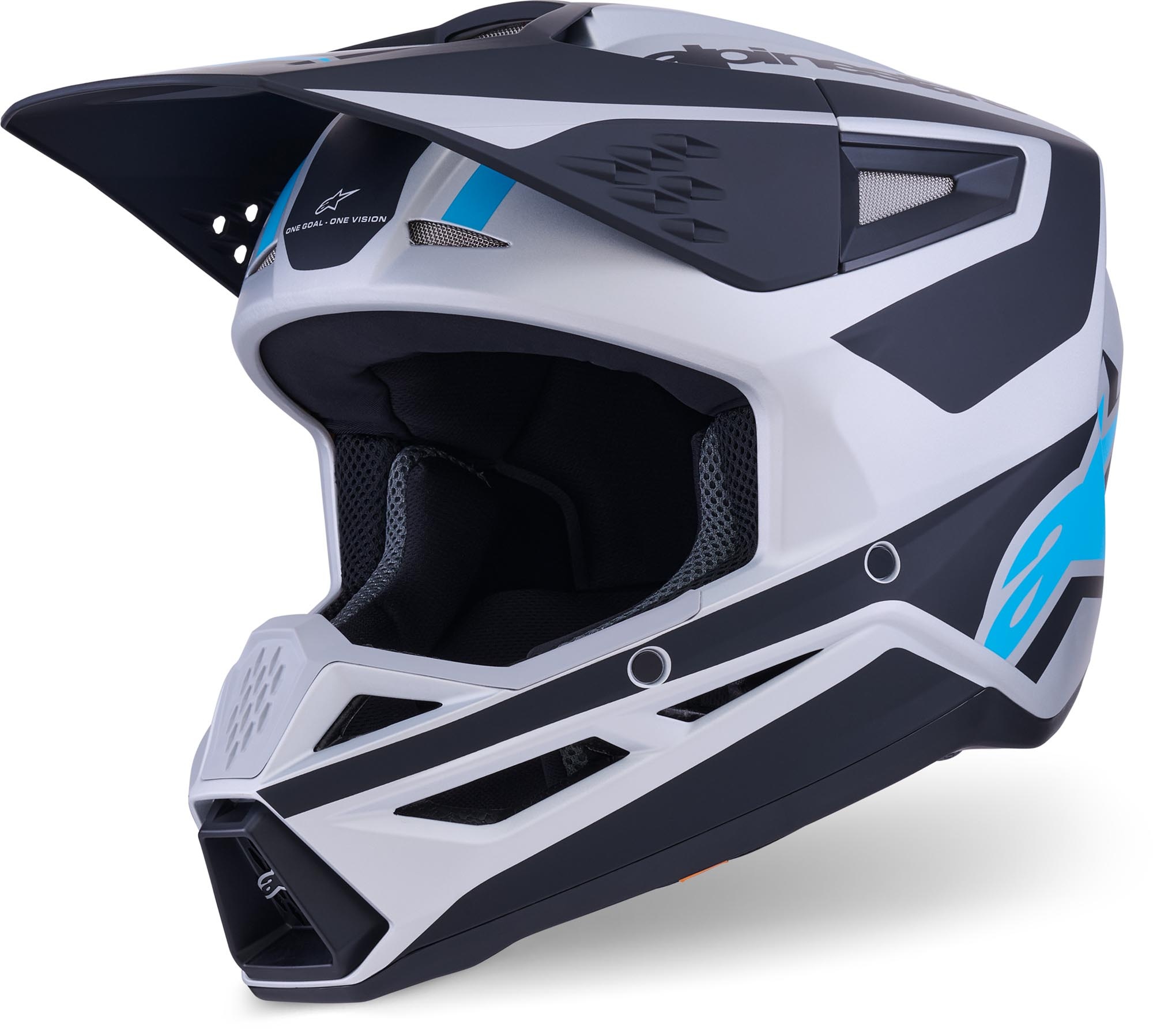 Alpinestars SM3 Motocross Helm Heat Silver Blue Black Matt