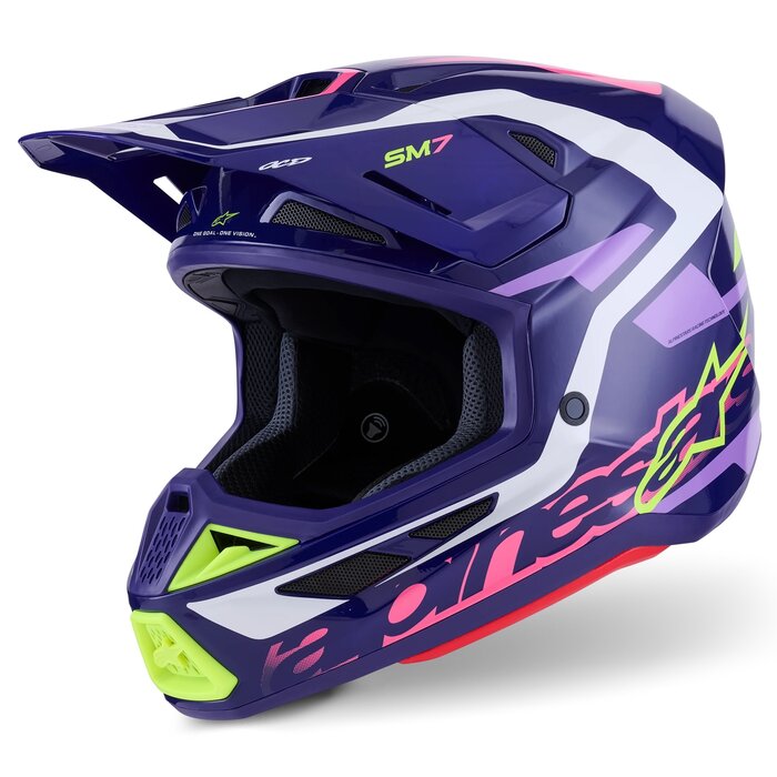 Alpinestars Supertech M7 Motocross Helm Deed ECE06 lila pink