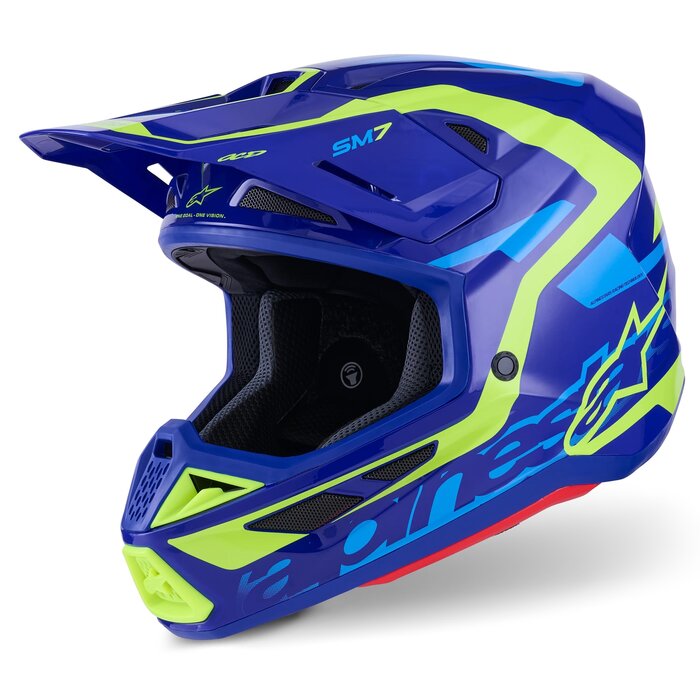 Alpinestars Supertech M7 Motocross Helm Deed ECE06 blau gelb