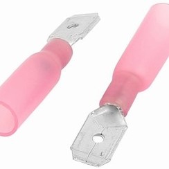 Geisoleerde female terminal met krimpkous 6.3mm rood