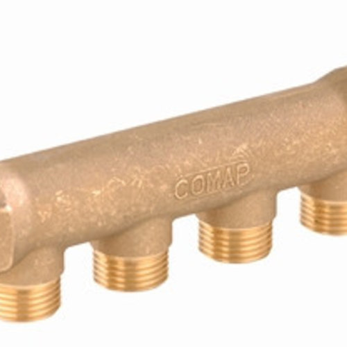 Manifold brass 3/4" male/ female connections 4x1/2"