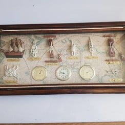 Sailors knot board with instruments in a frame 54 x 25cm