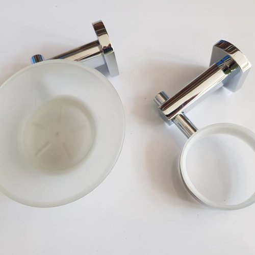 Soap dish and glass holder set chrome 140 mm