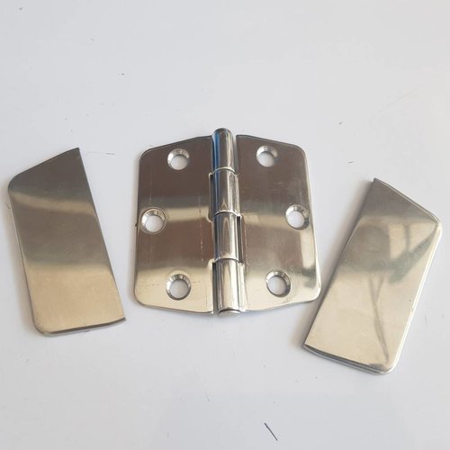 RC-Inox Polished hinge with cover Inox 78 x 75mm