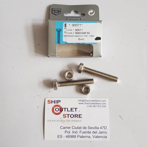 MarineTech Hexagon head bolt with nut INOX M8 x 50