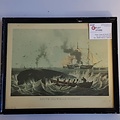 Old print in frame of "South Sea Whale Fishery ca. 1850" Dimensions 430 x 320mm