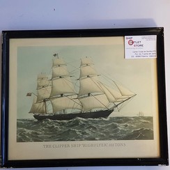 Old print in frame of the clipper "Highflyer 1861" Dimensions 430 x 320mm