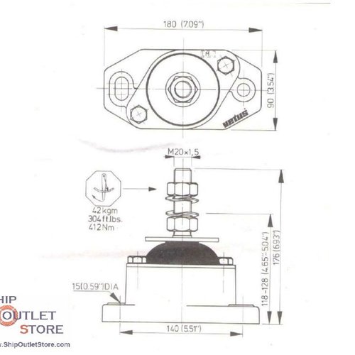 Vetus Conjunto de montaje del motor de 4 piezas de Vetus LM M260