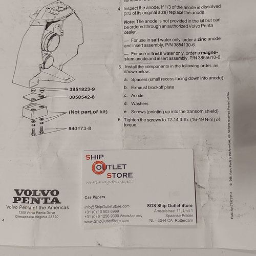 Volvo Penta Block Off kit Volvo Penta 3858758