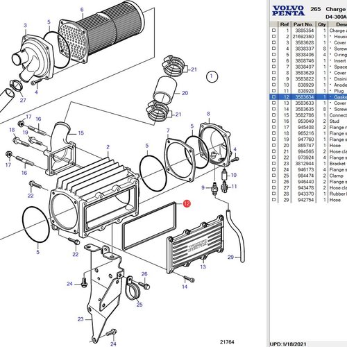 Volvo Penta O-Ring - Dichtung Luftkühler Volvo Penta 3583634