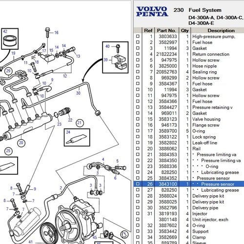 Volvo Penta Fuel pressure sensor Volvo Penta 23542679