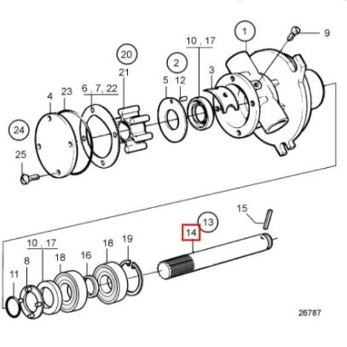 Volvo Penta Welle für die Wasserpumpe 858408 Volvo Penta 858415