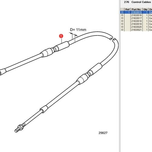 Volvo Penta Bedieningskabel Volvo Penta 21633515