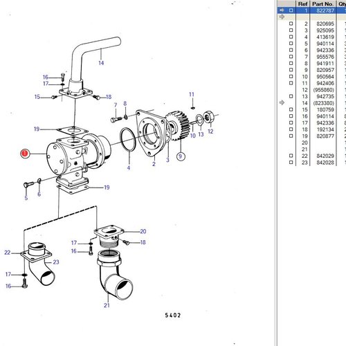 Volvo Penta Bomba de agua de mar Volvo Penta 822787