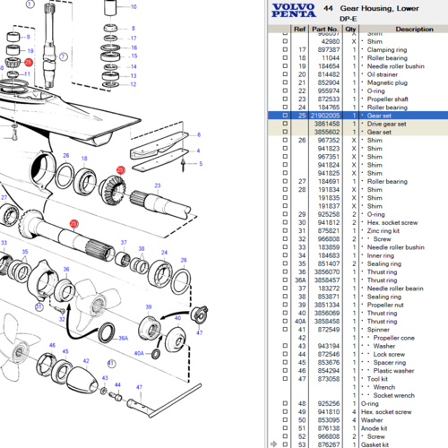 Volvo Penta Gear set Volvo Penta 21902005