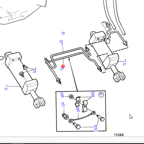 Volvo Penta Cilindro de compensación de tubería hidráulica 3860881 Volvo Penta 854697