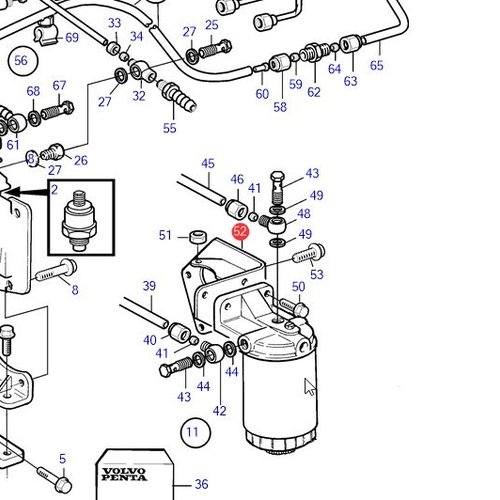 Volvo Penta Soporte de filtro de combustible MD22 Volvo Penta