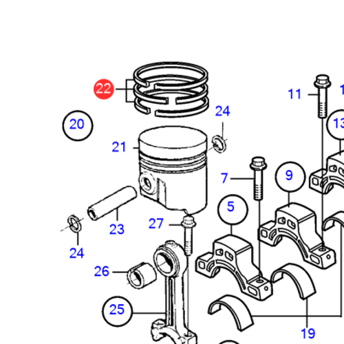 Volvo Penta Juego de aros de pistón (estándar) MD2030 Volvo Penta 3580337