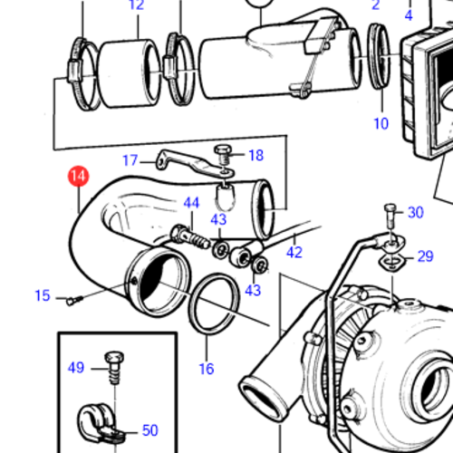 Volvo Penta Aansluitpijp turbo Volvo Penta 860401