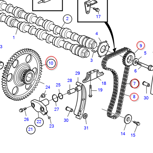 Volvo Penta Cadena de distribución kit D4 - D6 Volvo Penta 21641655