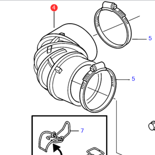 Volvo Penta Air filter hose D4 - D6 Volvo Penta 3584004