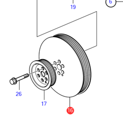 Volvo Penta Crankshaft pulley - vibration damper D4 - D6 Volvo Penta 3841075