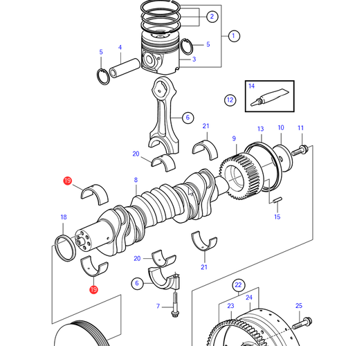 Volvo Penta Kit casquillos de cojinete D6 Volvo Penta 3885323 - 3586871 - 3586877