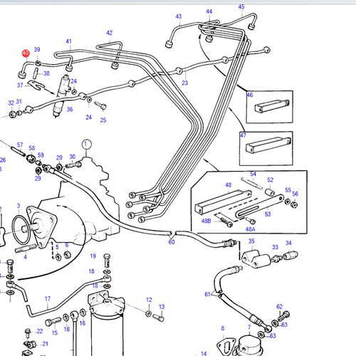 Volvo Penta Fuel line set 41 series Volvo Penta