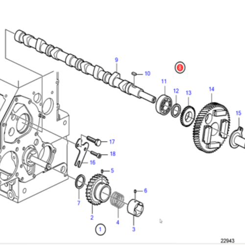 Volvo Penta Árbol de levas D2-40 Volvo Penta 3812434