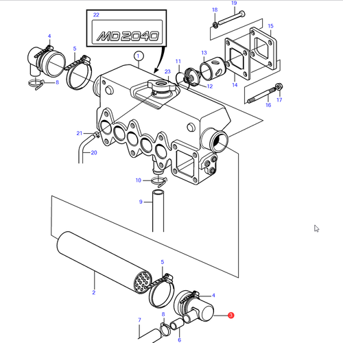 Volvo Penta Cubierta de goma para intercambiador de calor Volvo Penta 3580522